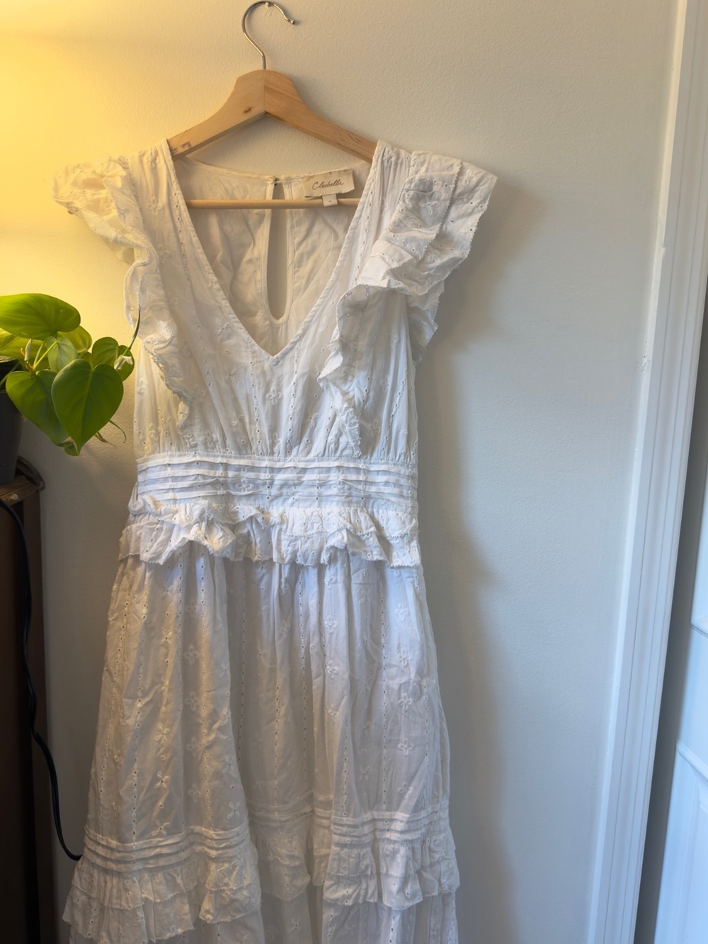 Anthropologie | Cleobella Emmy Midi Dress Embroidered Maxi Dress in White Small